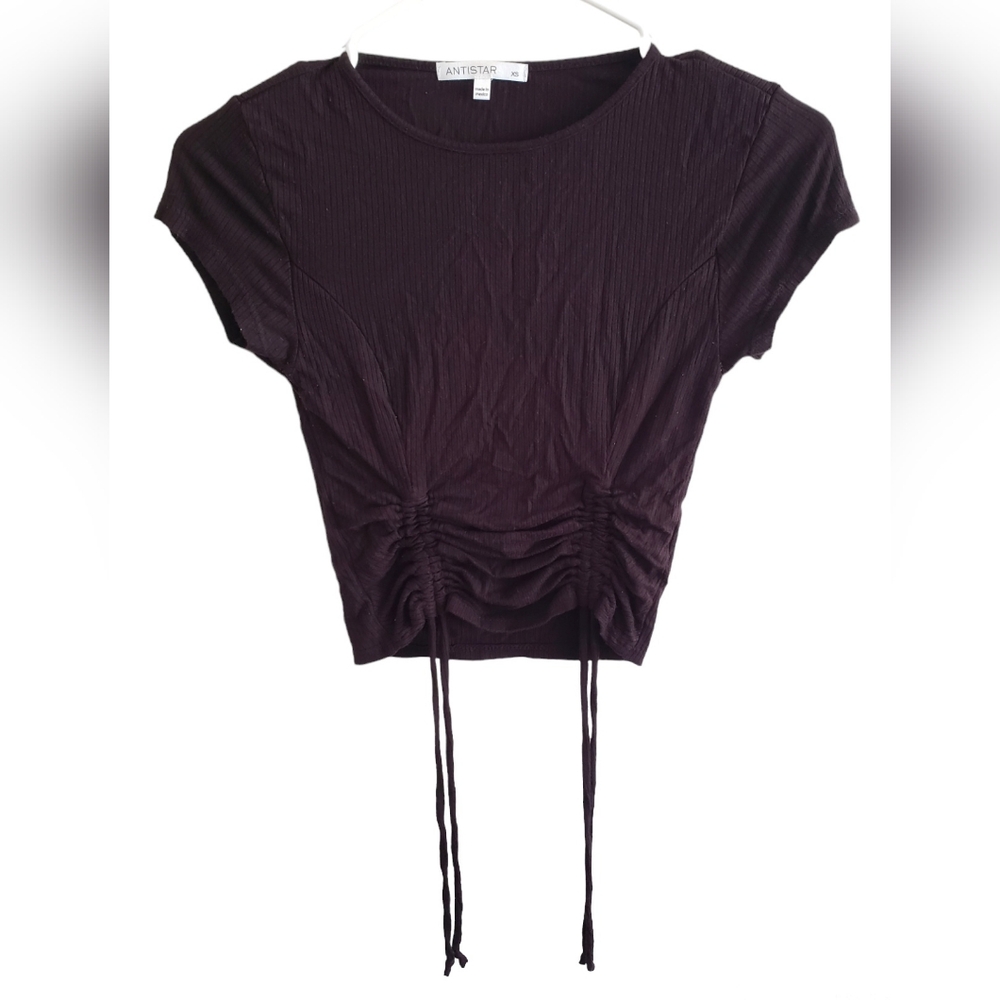 Antistar XS Black Crop Top w Drawstrings